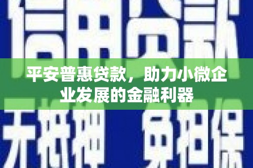 凌源平安普惠贷款，助力小微企业发展的金融利器