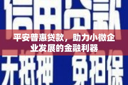 凌源平安普惠贷款，助力小微企业发展的金融利器