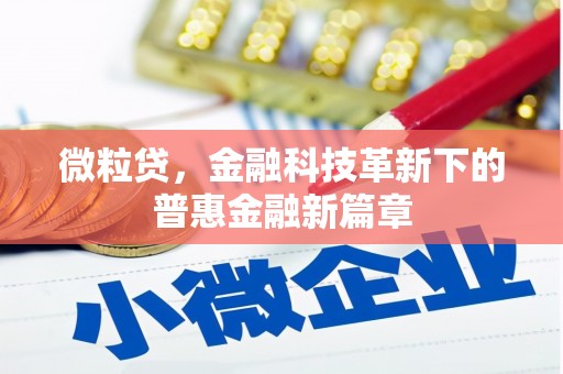 凌源微粒贷，金融科技革新下的普惠金融新篇章