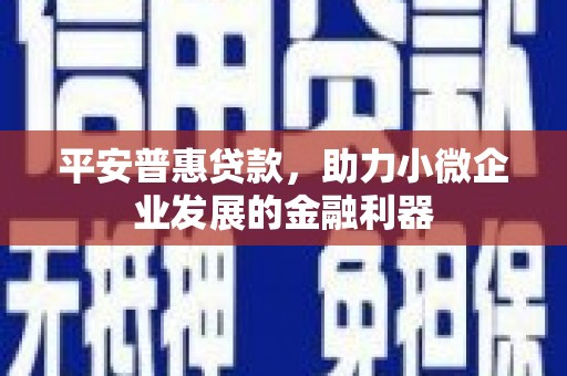 凌源平安普惠贷款，助力小微企业发展的金融利器